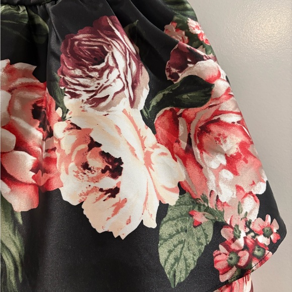 Lulus Charming Intentions Black Floral Taffeta Strapless Mini Dress - Picture 2 of 5